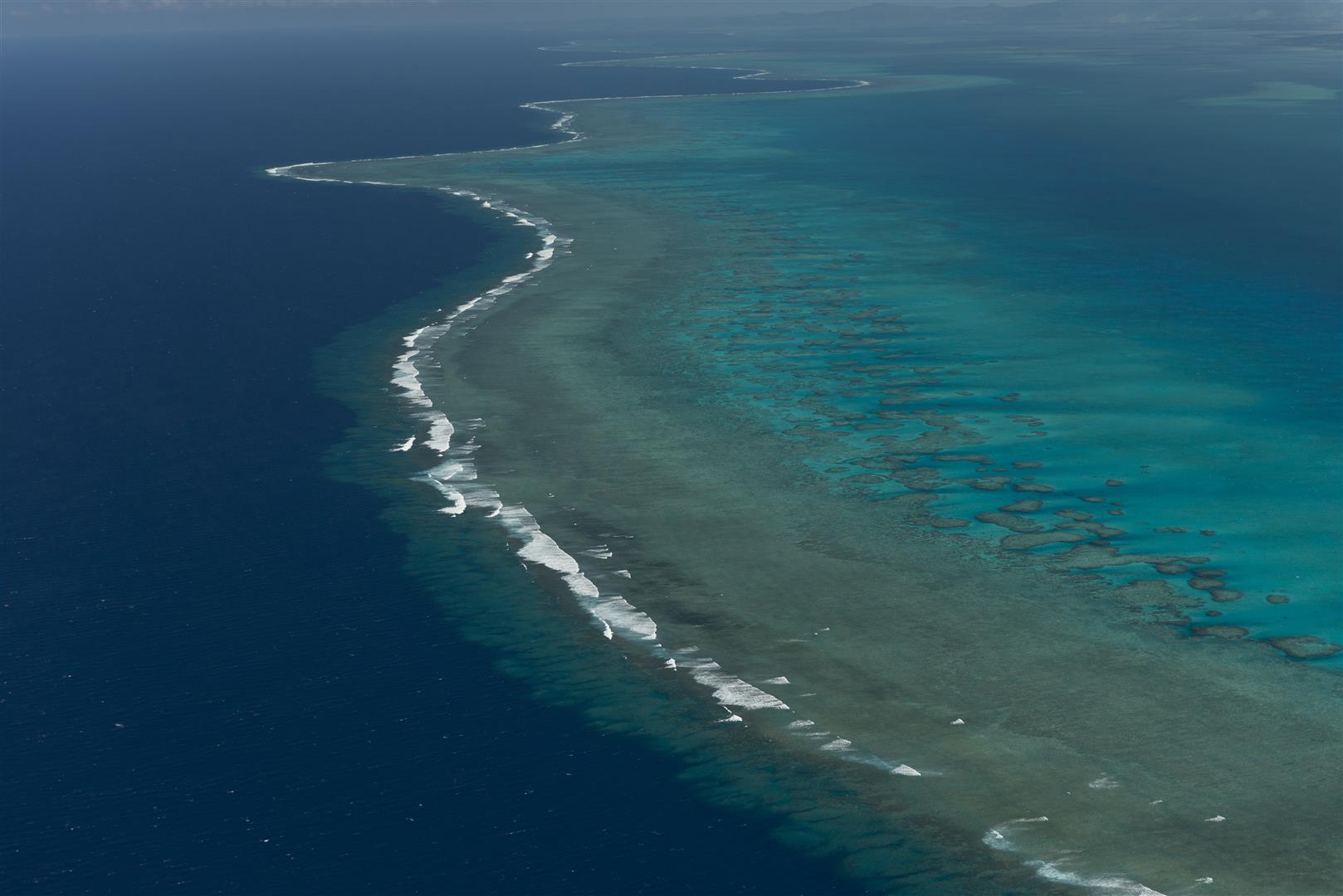 Aerial - the Great Sea Reef from Nadogo, Northern Division.